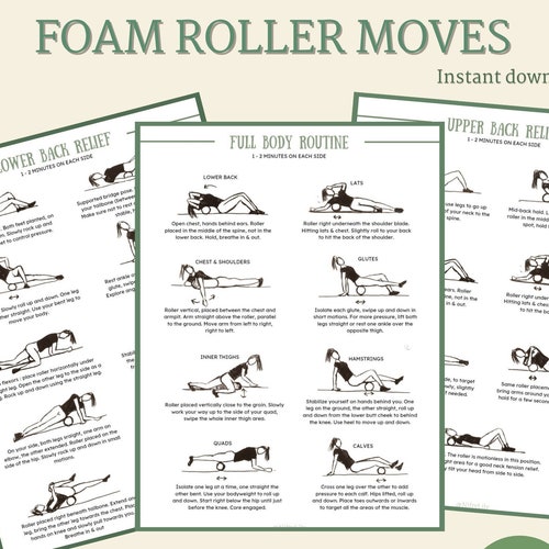 Foam Rolling Exercises Foam Roller Gym Stretches - Etsy