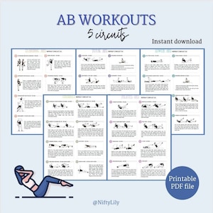 Ab Workouts - Abs circuits - No equipment - Home workout - Apartment friendly - Bodyweight - Gym Printable PDF - Digital Download