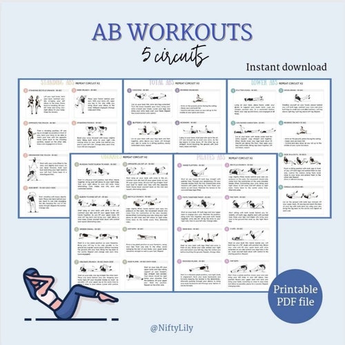 Buy Ab Workouts Abs Circuits No Equipment Home Workout Apartment Friendly Bodyweight Gym Printable PDF Digital Download Online in India Etsy