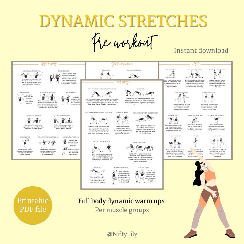 Full Body Dynamic Stretches Pre Workout Gym Flexibility Range of Motion