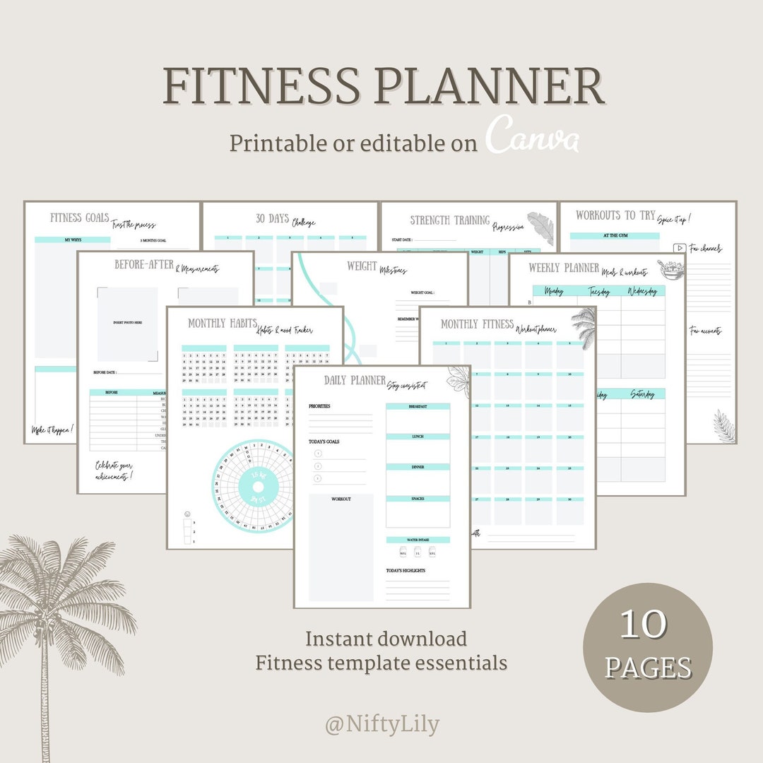 Fitness Planner Bundle: 10 Essential Gym Templates (PDF) - Etsy