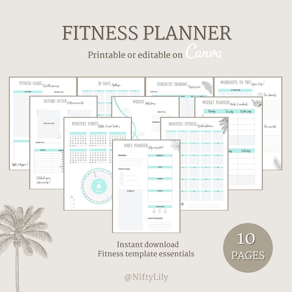 Fitness Planner Bundle: 10 Essential Gym Templates (PDF)