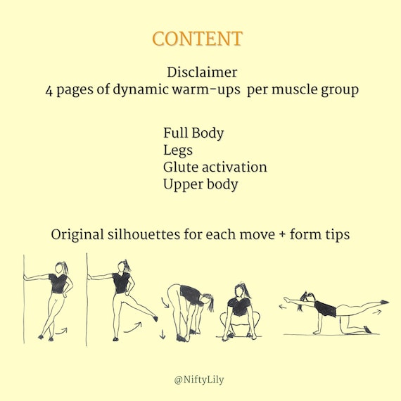 Full Body Dynamic Stretches Pre Workout Gym Flexibility Range of Motion Mobility Fitness Digital Download PDF Printable Etsy