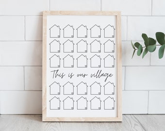 Adoption Shower Guest Book | This Is Our Village Adoption Fundraiser | Modern Monochrome
