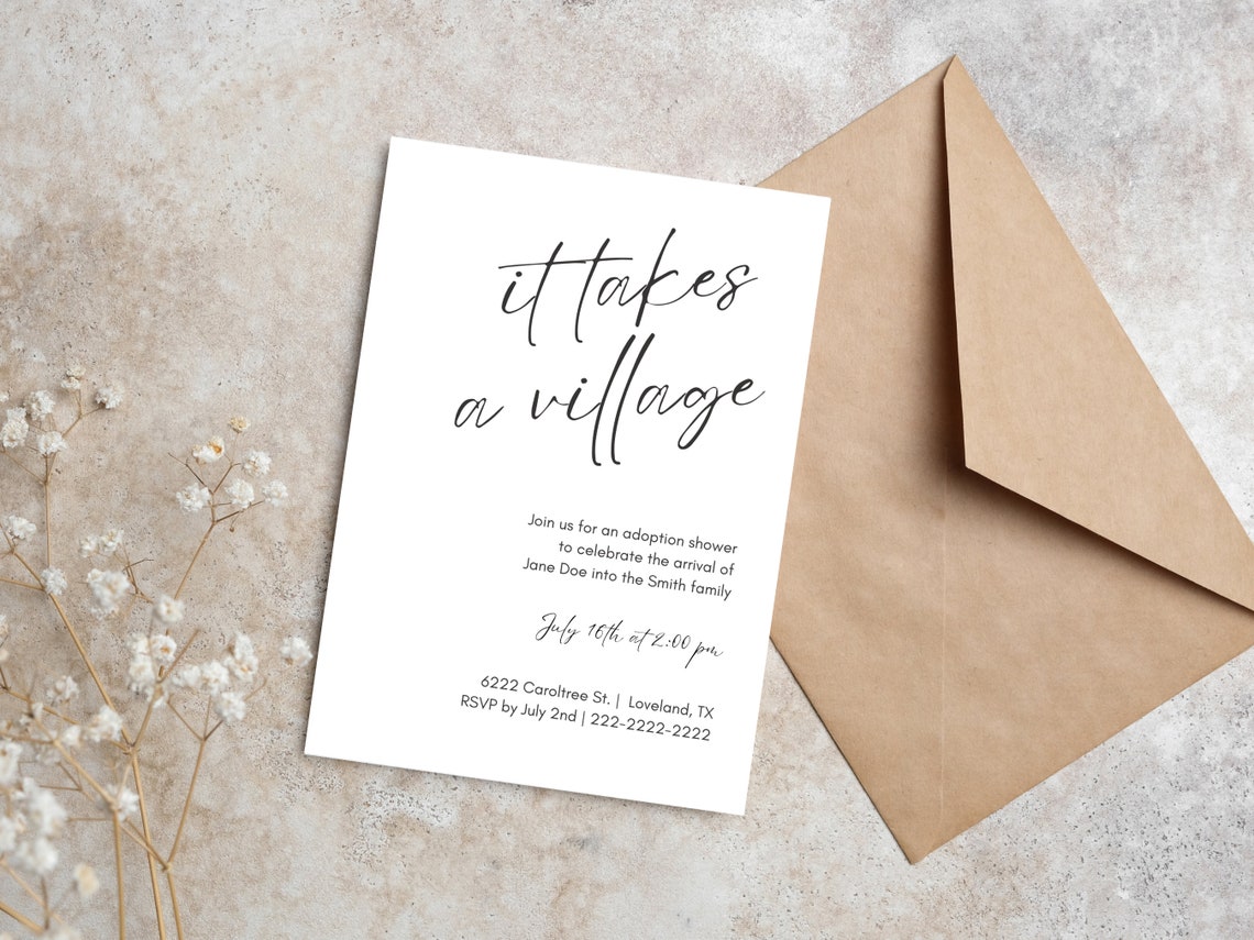 Adoption Shower or Foster Parent Shower Invitation Template It Takes a