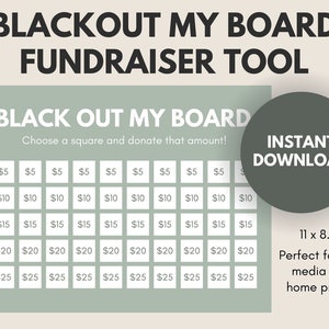 ¡Descargue Black Out My Board Fundraising para adopción, FIV, excursiones, 5k, club escolar, viaje de misiones y más!