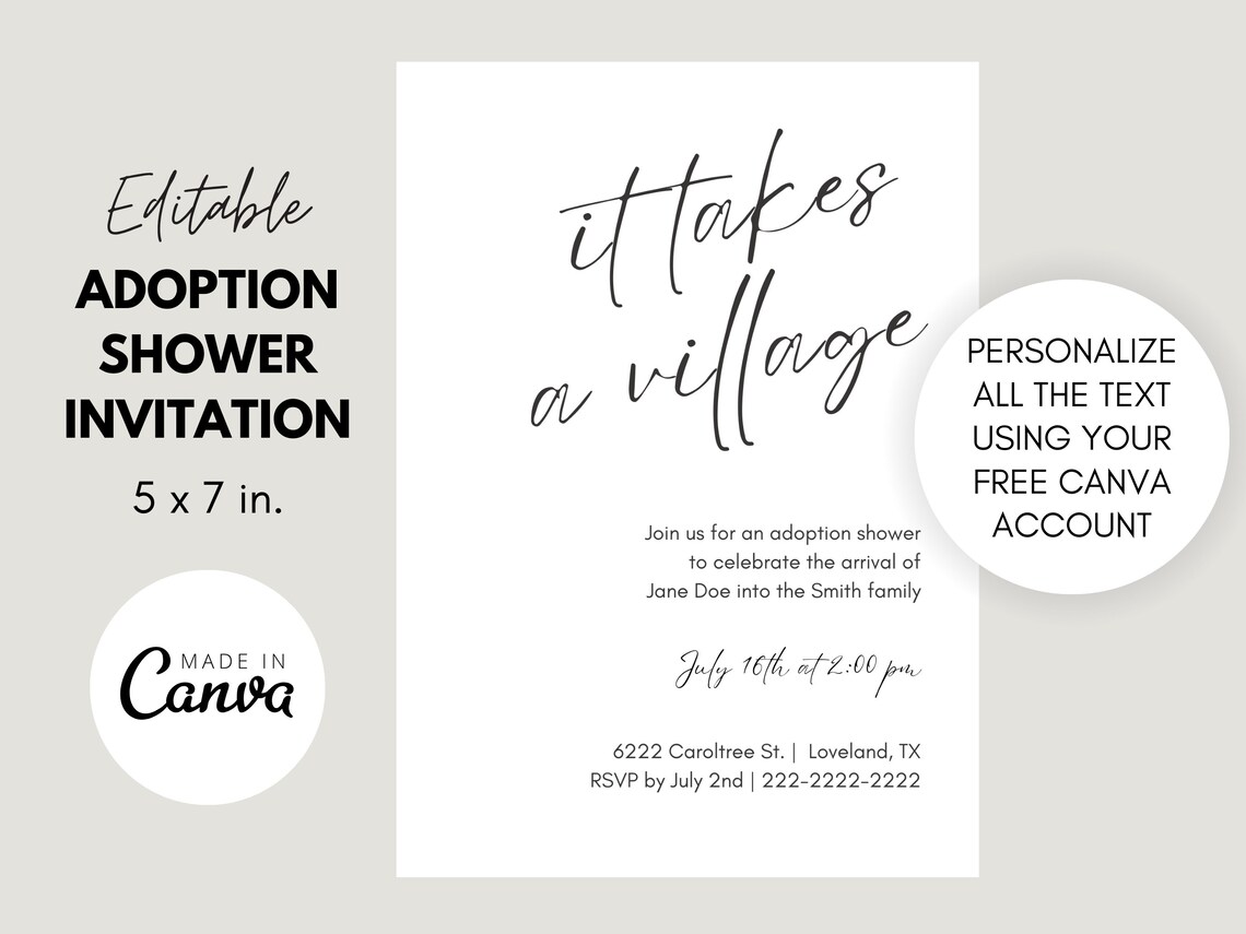 Adoption Shower or Foster Parent Shower Invitation Template It Takes a