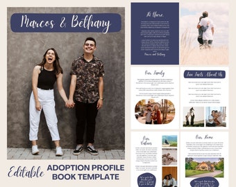 Adoption Profile Book Template for Canva | Editable | Contemporary Navy