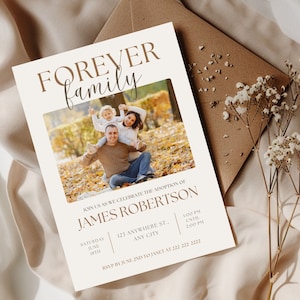 Adoption Announcement Adoption Day Invitation Template | Official Adoption Celebration Invite Template | Edit in Canva | Forever Family