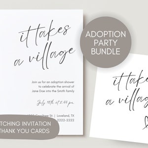 PACK Fête d'adoption | Modèle d'invitation pour une fête d'adoption ou une fête d'accueil pour les parents d'accueil ET cartes de remerciement imprimables