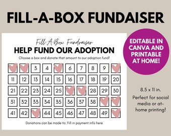 CUSTOMIZABLE Fill-A-Box Fundraiser Tool Template for Canva | Editable, Easy to Personalize | Buy A Box