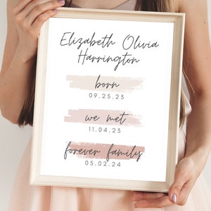 Ogłoszenie o Dniu Adopcji lub Adopcji Zastępczej | Prezent Adopcyjny | Szablon Dnia Gotcha | Muted Rose