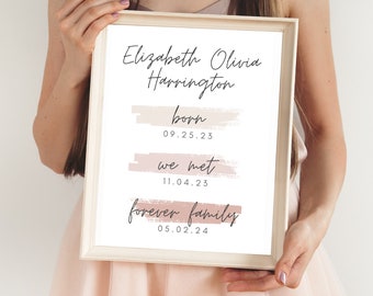 Adoption Day Sign | Personalized Adoption Day with Names and Dates Memory Keepsake (Canva Template)