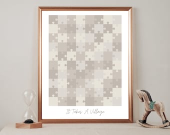 Adoption Puzzle Fundraiser Print | Adoption or IVF Fundraising Art | Neutral Tone