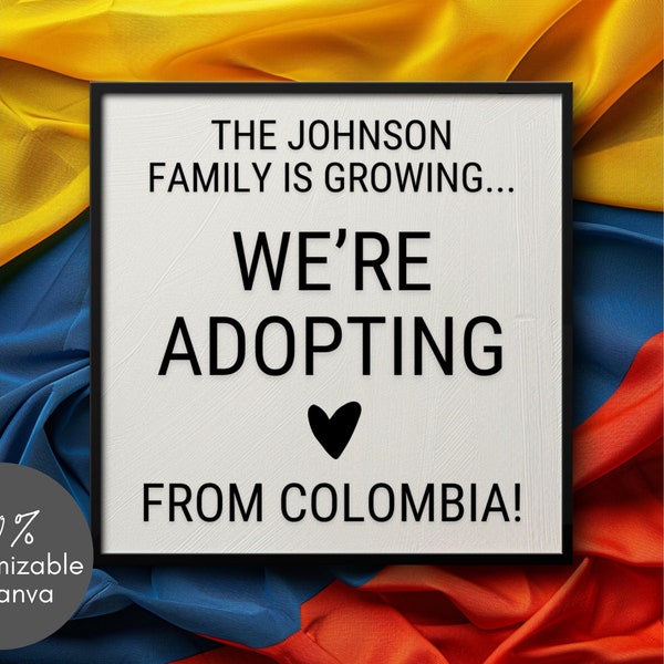 Colombia Adoption Announcement Template | International Adoption Social Media Post | Customizable in Canva | Adoption Reveal