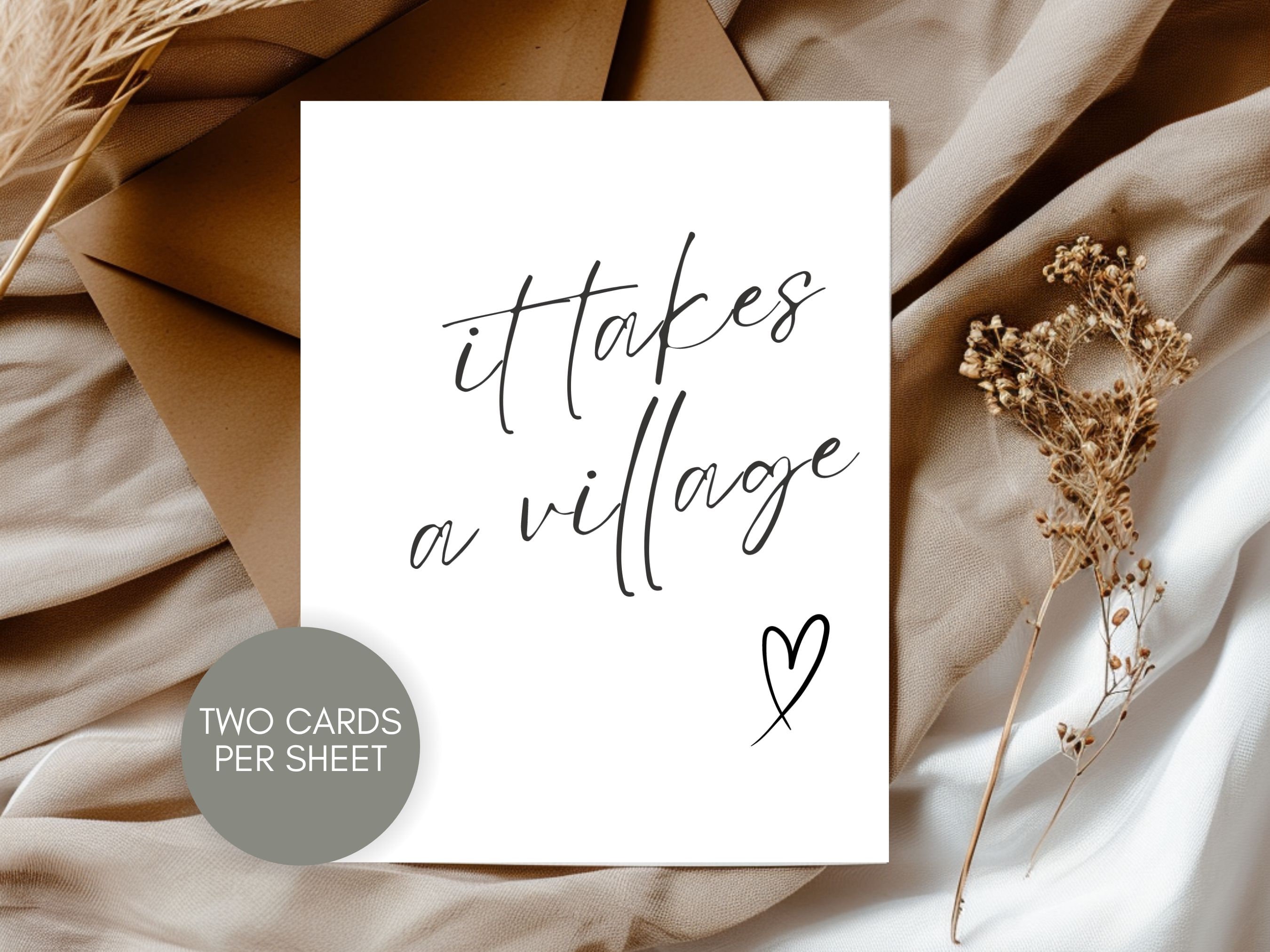 It Takes A Village Script Thank You Card - PRINT AT HOME! Adoption ...