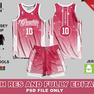 Pink and White Basketball Jersey Design Men's Jersey Fully Editable