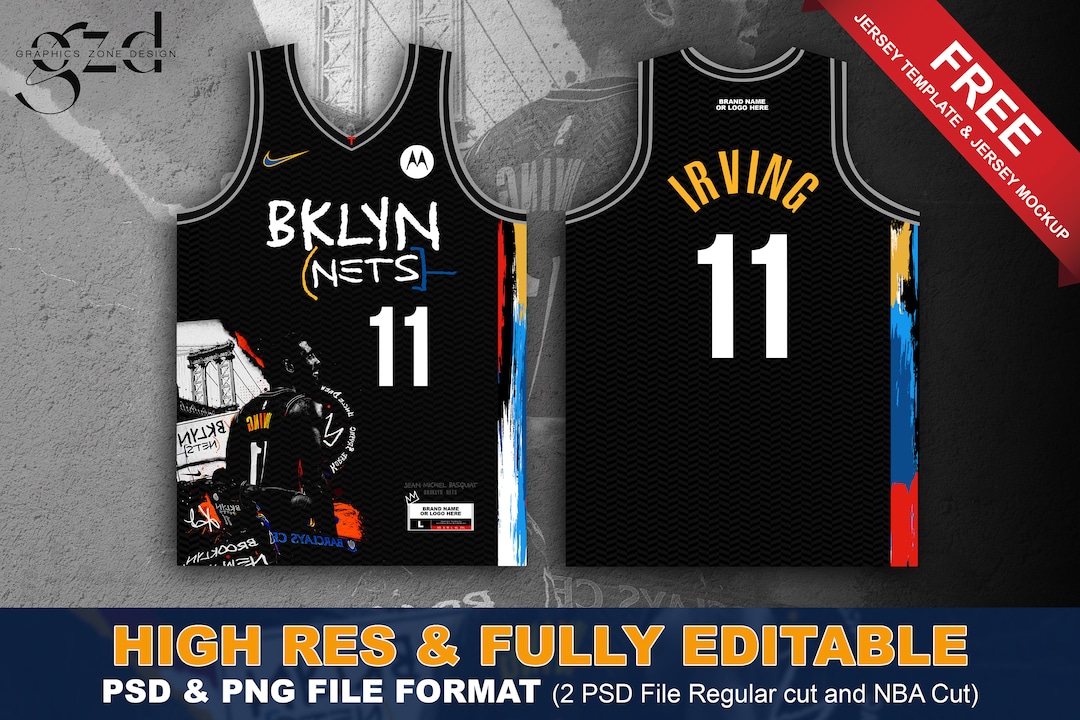 NBA Brooklyn Nets Editable Basketball Jersey Layout for Sublimation  Printing Vectores Para Sublimar
