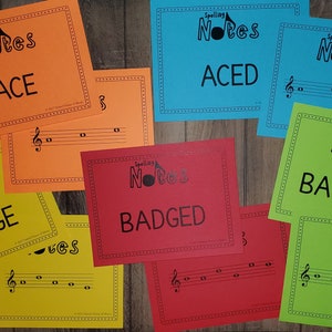 64 Treble Clef Note Spelling Flash Cards