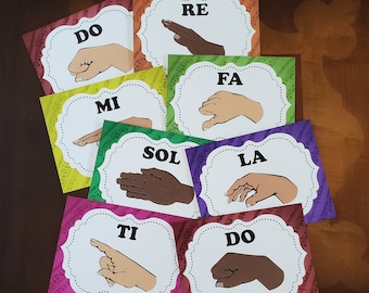 Rainbow Multicultural Curwen Kodaly Solfege Hand Signs for Music Class