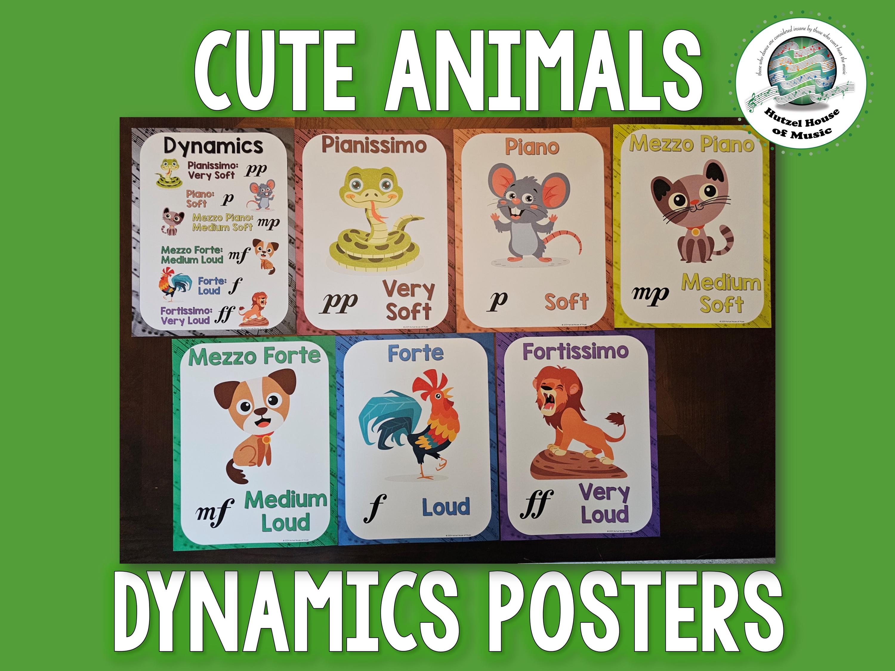 Animal Dynamics Music Posters: Classroom Decor, Set of 7