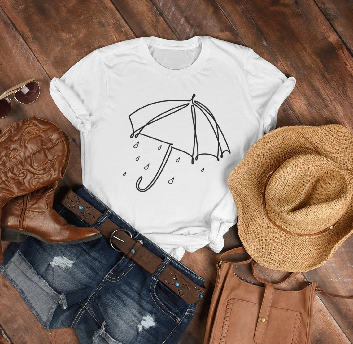 Umbrella Shirt Unisex T shirt Umbrella Design Gift For Her Etsy
