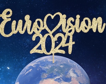 Eurovision Cake Topper, Eurovision Centrepiece, Cake Topper, Eurovision Party, Eurovision 2024, Colour Options