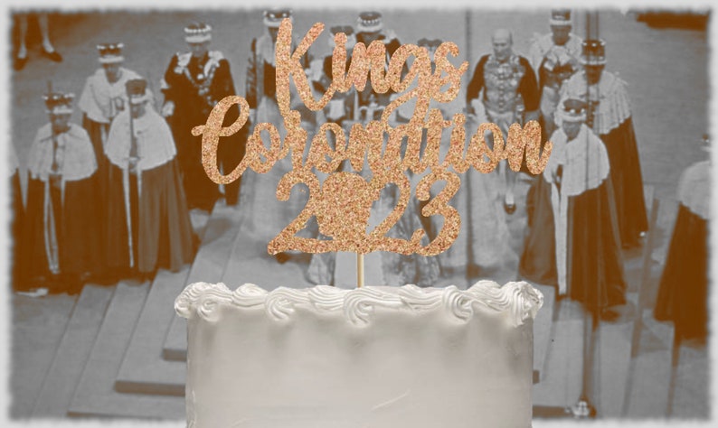 Coronation 2023 Cake Topper, Coronation Centrepiece, Coronation Cake Topper, King Charles III, Coronation Party, Street Party Colour Options Rose gold