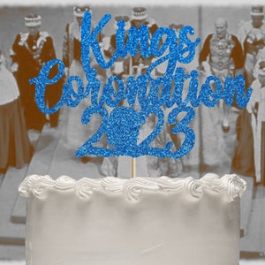 Coronation 2023 Cake Topper, Coronation Centrepiece, Coronation Cake Topper, King Charles III, Coronation Party, Street Party Colour Options Dark Blue