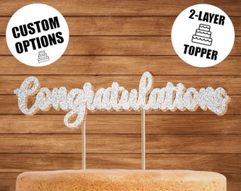 DELUXE 2 colour Congratulations cake topper, Congrats cake topper, Graduation cake topper, Exam Results, Driving Test, Colour Options