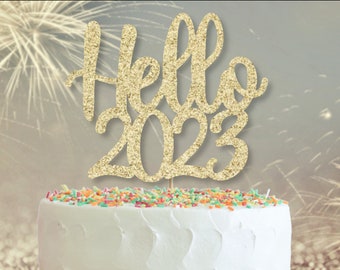 Hello 2024 cake topper, Happy New Year Cake Topper, New Year Topper, New Years Eve Topper, Holiday Cake Topper, Colour Options