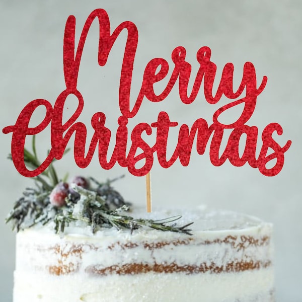 Merry Christmas Cake Topper, Xmas Topper, Merry Xmas cake topper, Merry Xmas topper, Festive Topper, Holiday Cake Topper, Colour Options