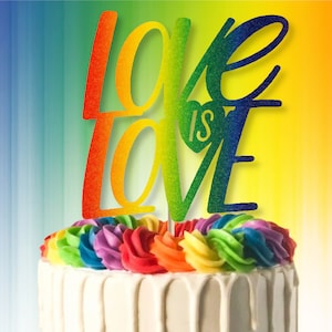 L&#39;amour c&#39;est l&#39;amour pour le mois de la fierté, décoration de gâteau LGBT, décoration de gâteau, fête de la fierté, pièce maîtresse, décoration de gâteau, LGBTQIA+, choix de couleurs