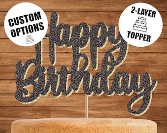 DELUXE 2 colour Happy Birthday Cake Topper, Birthday topper, Birthday Cake Topper, Cake Decoration, Cake Topper, Colour Options