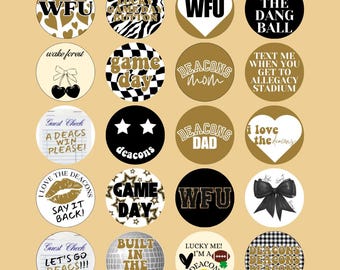 Wake Forest Inspired Game Day Buttons | Pin Demon Deacons University Fan Accessories Spirit Pins Gifts for Her Gameday Outfits Cards