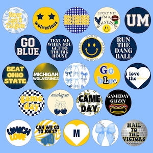 Michigan Game Day Buttons | Pin Wolverines Fan Accessories Spirit Pins Gifts for Her Gameday Outfits