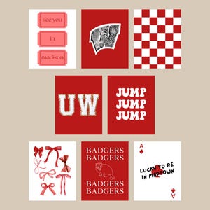 Universität von Wisconsin Madison Digitaldruck Wandkunst | 8er-Set | Wohnheim Dekor | Ästhetische Drucke | Herunterladen | Süßes College Poster