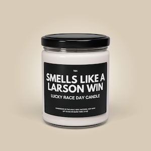 Cadeau de fan inspiré de Larson NASCAR, bougie porte-bonheur, bougie de soja de 9 oz, décoration de sport automobile, cadeau de passionné de course Hendrick Kyle