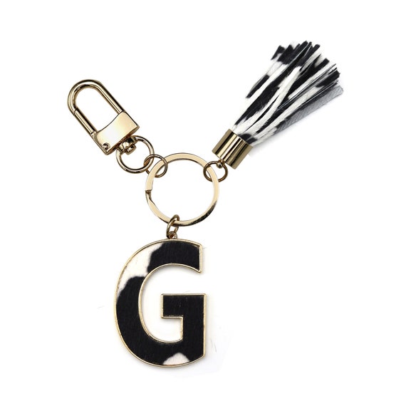 Cow Print Letter Keychain for Women and Girls