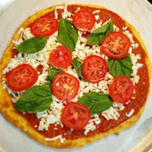 Pizza crust, low carb, 2g carbs per slice, 11 inch crust.