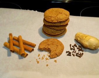 Diabetic Chewy ginger &#39;molasses spice cookies, sugar free, low carb, 1.9g net car per cookie, diabetic friendly