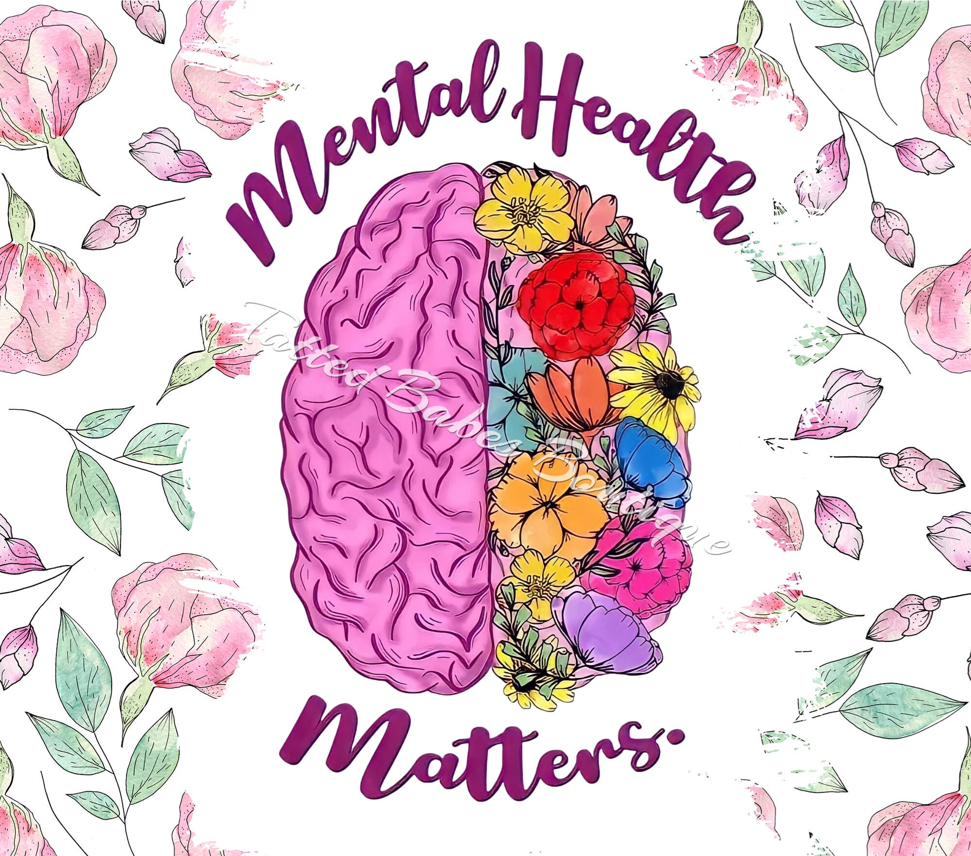 Mental Health Matters Tumbler Wrap PNG Download, Sublimation Download