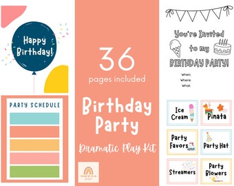 Birthday Party Dramatic Play, Pretend Play, Play Kit, Classroom Dramatic Play, Home Dramatic Play, Playroom