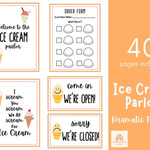 Ice Cream Parlor Dramatic Play, Pretend Play, Play Kit, Classroom Dramatic Play, Home Dramatic Play, Playroom