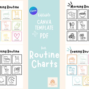 Gráfico de tareas editables para niños simples, Gráfico de rutinas, Responsabilidades, Gráfico para niños, Tareas matutinas y nocturnas, Montessori, Organización, PreK