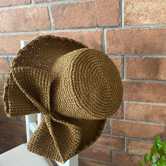 Raffia Bow Sun Hat Wide Brim Floppy 