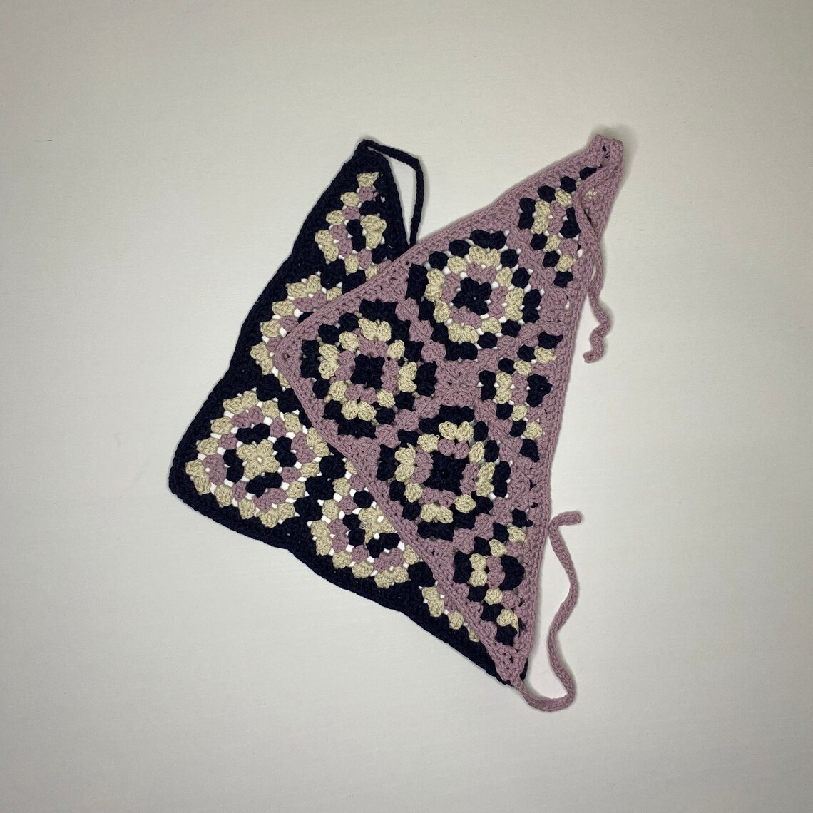 Handknit Bandana with Granny Squares Handmade Bandana 100 Etsy