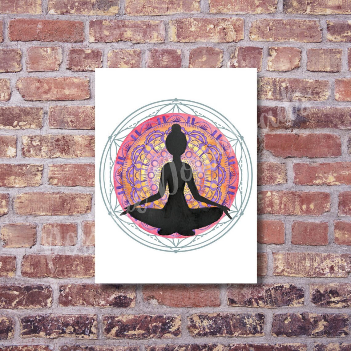 Yoga Meditation and Sacred Mandala Art Print Digital Etsy