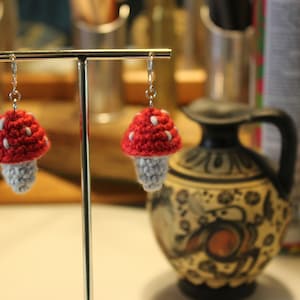Crochet Mushroom Earrings || Handmade