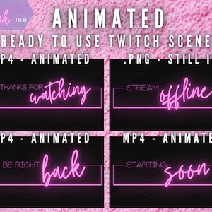 Animated Bubblegum Pink Twitch Streaming Scenes - Screen Pack - Starting Soon, Be Right Back, Thanks For Watching, Offline - Gamer Beauty